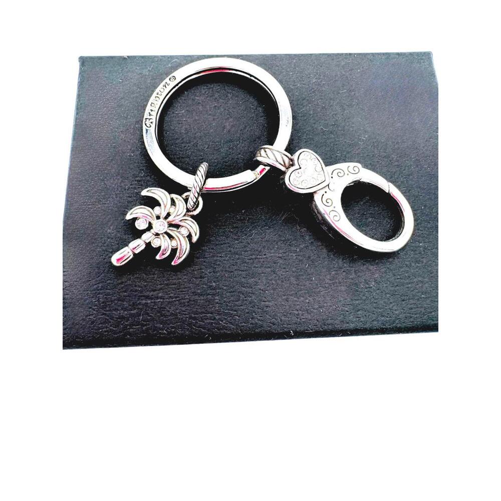 Brighton silver tone Swarovski crystal heart palm tree charm lobster latch key - Picture 2 of 4